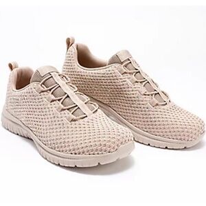 Skechers Virtue Rhinestone Vegan Sneakers - Glamour ~ Taupe